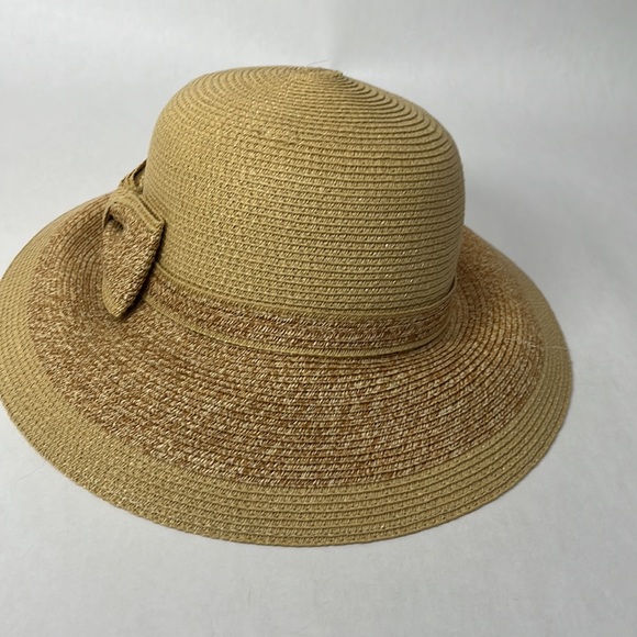 Natural color bow straw hat - Picture 2 of 4